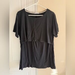Black short‎ sleeve breastfeeding nursing shirt Smallshow XL NWOT